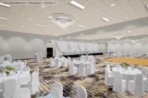 3D rendering of banquet hall set for wedding